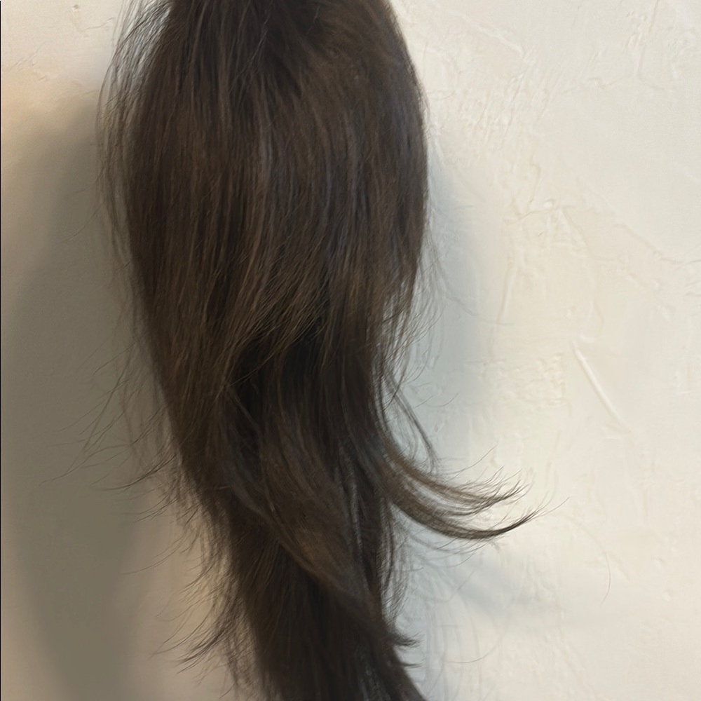 Free part realistic brown hair topper